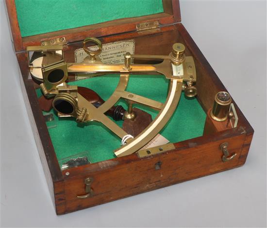 H.A. Johannesen, Grimsby. A mahogany cased octant